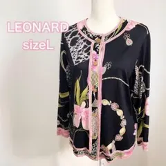 希少✨レオナール ボウタイ 金ボタン シルク混 シャツ ブラウス M 