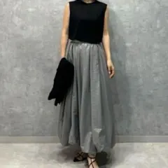 ミラオーウェン ウエストゴムボリュームバルーンテールスカート