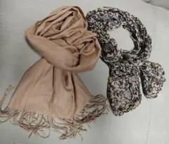 レディース　オレンジブラウン　シルクストール/お洒落柄ストール　UNTITLED
