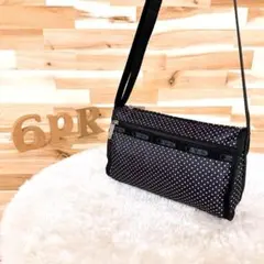 【レスポートサック】ピン ドット ショルダーバッグ 水玉 モノトーン 黒×白