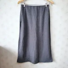 ☆UNIQLO ユニクロ グレー ゴムウエスト フレアロングスカート М☆