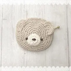 【くまおかおminiポーチ】かぎ針編み ハンドメイド 手作り