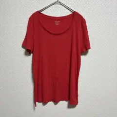 【MERONA メローナ】無地 カットソー ラウンドネック 半袖 XL 赤 綿