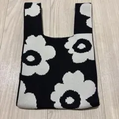 バッグ 北欧柄 ニットバッグ 手さげ 花柄 エコバッグ サブバッグ