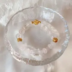 ブレスレット ホワイト×ピンク 清楚 上品 華奢デザイン