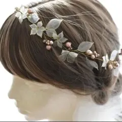 ウェディング ヘッドドレス ディップアートフラワーの髪飾り