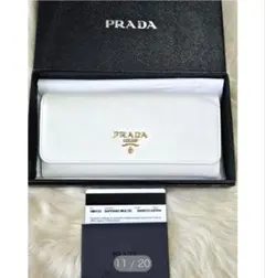 PRADA♡【ほぼ未使用】サフィアーノレザー 長財布 ホワイト/ネイビー