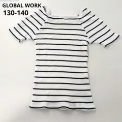 グローバルワーク キッズ リブTシャツ XXL 130 140 ボーダー 黒のサムネイル