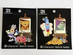 ④ディズニージーニー、ダッフィースケッチシリーズピンバッジ