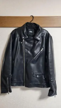 【ZARA】フェイクレザー ライダースジャケット（XLサイズ)