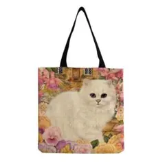 送料無料 F2-12トートバッグ エコバッグ 手提げ袋 肩掛け 白猫