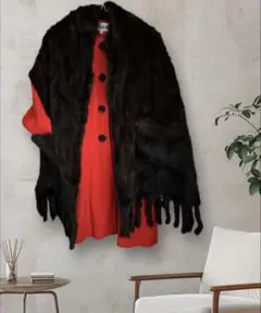 【未使用品・リアルファー】ミンクストール　長さ2m弱　ダークブラウン