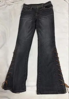 ローライズ スリット 編み上げ フレアパンツ y2k 00s カウボーイ