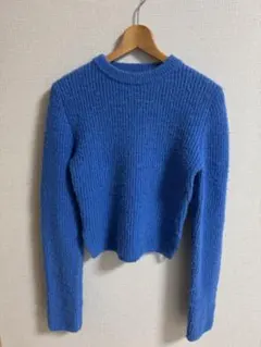 ZARA 青 クルーネック 長袖セーター