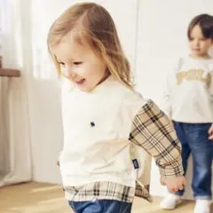 【未使用新品】130 POLO レイヤード風シャツトップスCHECK