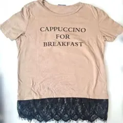 ZARA Tシャツ Sサイズ ベージュ ロゴTシャツ レース