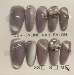 k*y様 パープル ネイルチップ ストーン装飾 Mサイズ