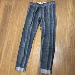 トゥモローランド　massaua ダークブルー グレー ストライプ デニムパンツ