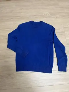 クルーネック ニットセーター　ダークブルー　古着　ヴィンテージ