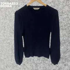 TORRAZZO DONNA ネイビー リブ編み 長袖セーター
