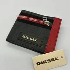 未使用・希少】ディーゼル　二つ折り財布　小銭入れ付き　デニム　レザー
