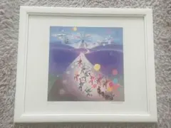 値下げ 美品 藤城清治 ラベンダー畑のこびと フレーム付きポスター