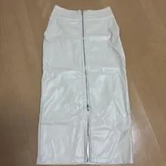 ベージュレザータイトスカート ジッパー付き