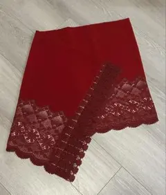 ベルベット　着物ショール　茜色　ディープレッド