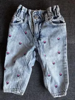GAP ミニーマウス刺繍 ケミカルウォッシュ デニムパンツ 18-24month