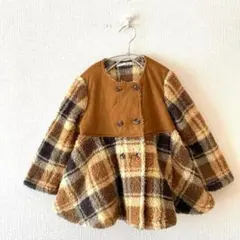 ☆【シーイン】ボアコート チェック柄 フレア フルボタン ポケット有 110