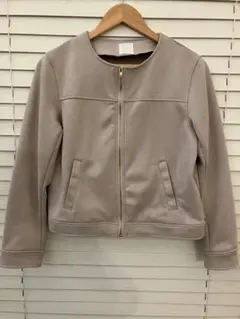 【美品】WORLD ワールド ノーカラージャケット Mサイズ ベージュ