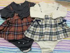 ロンパースセット 70cm チャコールグレー・ホワイト