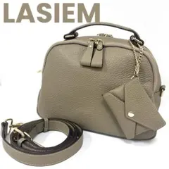 〈本革〉LASIEM レザーミニボストンバッグ　グレージュのサムネイル