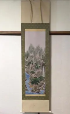 真作/玉舎春輝/秋山飛泉/滝山水図/秋の掛軸/瀧/掛軸☆宝船☆AL-751