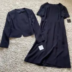 新品　プリミッシュ　お受験スーツ　9/M ネイビー紺ワンピーススーツ　ノーカラー