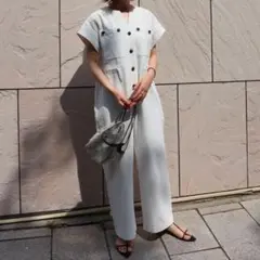 MACHATT　マチャット　オールインワン　リネン　コットン　半袖　ホワイト