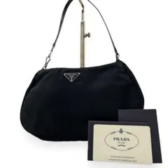 極美品■プラダ ワンショルダー アクセサリーポーチ ナイロン 三角ロゴ ブラック