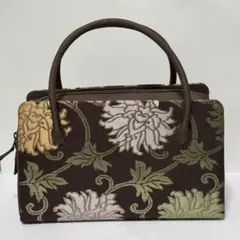 着物和装に最適 帯地利用バッグ 花柄刺繍 日本製