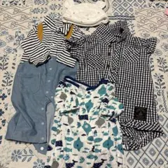 ベビー服セット ストライプ チェック 帽子付き