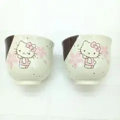ハローキティ　湯呑み2個セット 湯飲みコップ ハローキティ 和風桜柄 スケーター