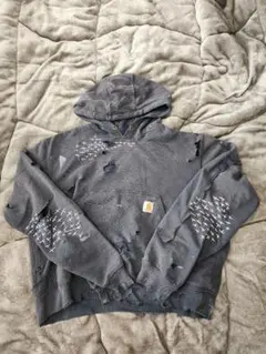 Carhartt NOILL ダメージ加工 フード付きパーカー ネイビー