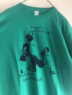 Tシャツ　アメリカンコミック　グリーン　古着風　XL