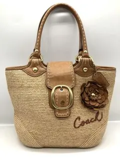 COACH ストロー素材 かごバッグ フラワーモチーフのサムネイル