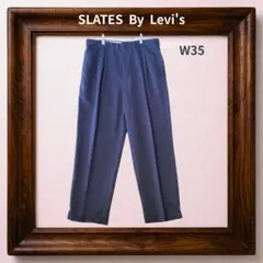 00s SLATESスレイツ ツータックスラックスネイビーW34L29ドッカーズ