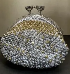 ビーズ編み込みのがま口財布・小物入れ