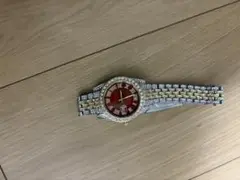 ラインストーン装飾 レッド文字盤 腕時計
