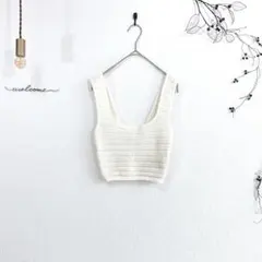 3O120【エイチアンドエム】(XS)クロップドニットトップス ホワイト 良品