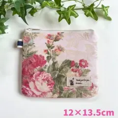 花柄 ジャガード フラットポーチ ミニポーチ 小物入れ 上品 薔薇【P-052】のサムネイル