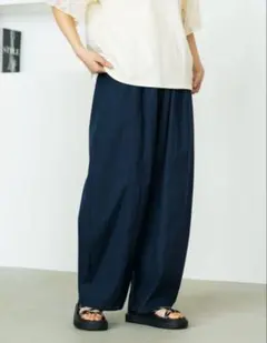 スタディオクリップ イージーケア接触冷感軽らくバルーンパンツ ネイビー Mサイズ