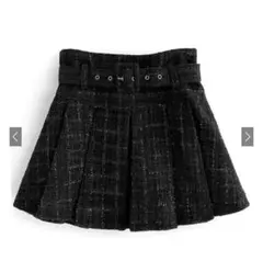 インパン裏地ベルト付ツイードミニプリーツスカート ［at2145］